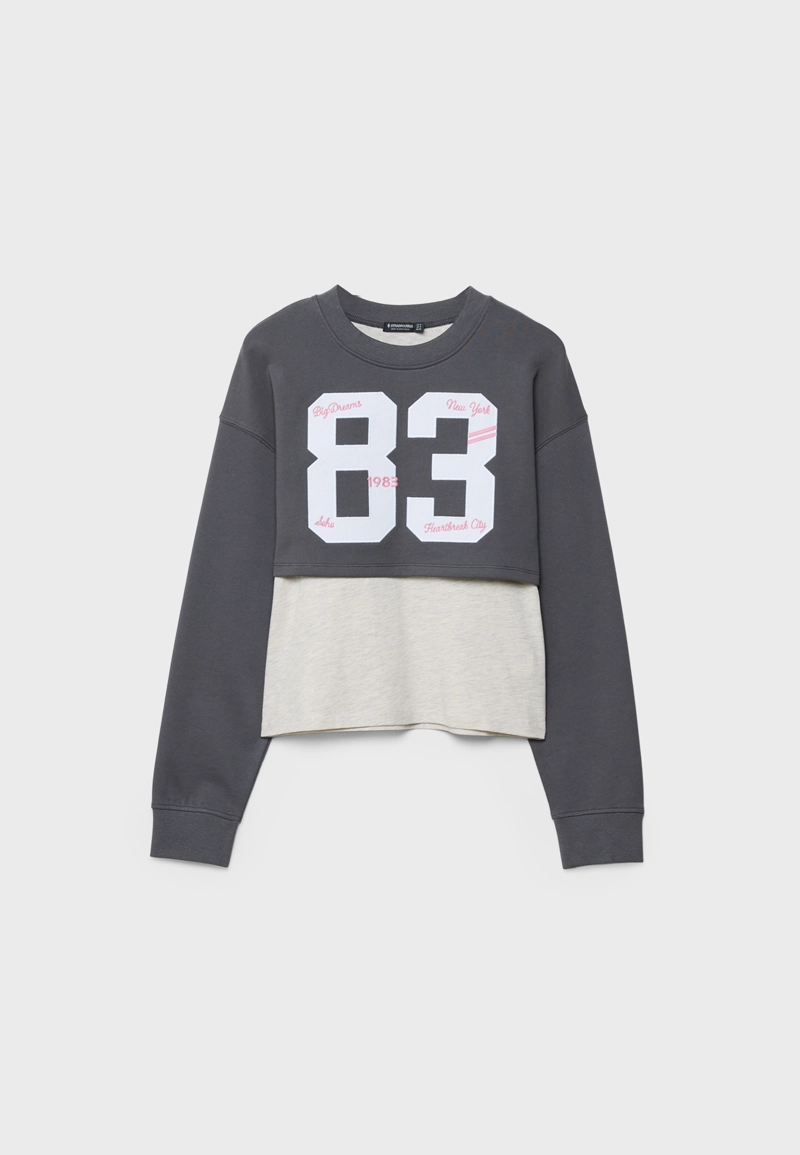 Комбинированная толстовка с вышивкой