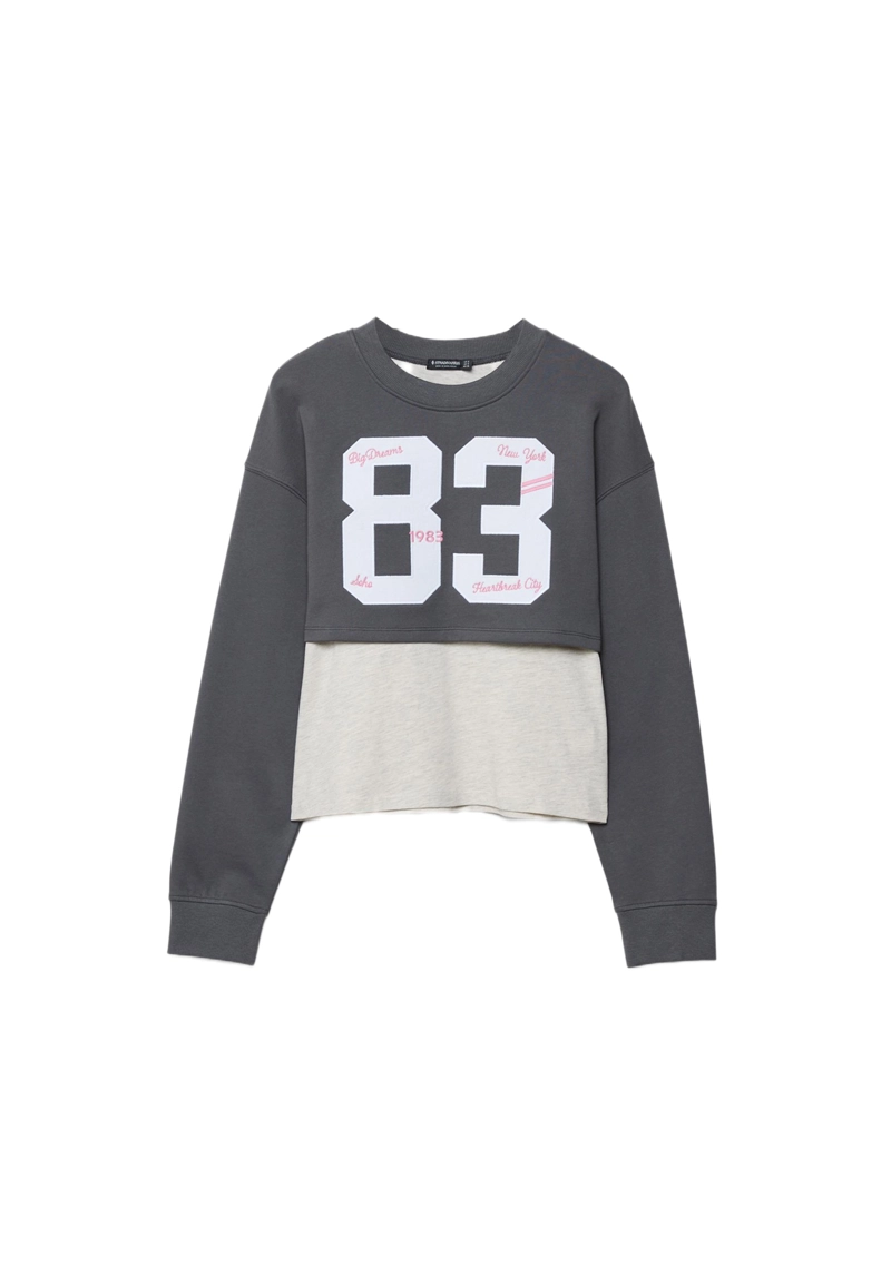 Комбинированная толстовка с вышивкой