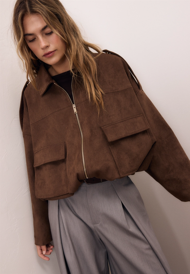 Куртка-баллон из искусственной замши