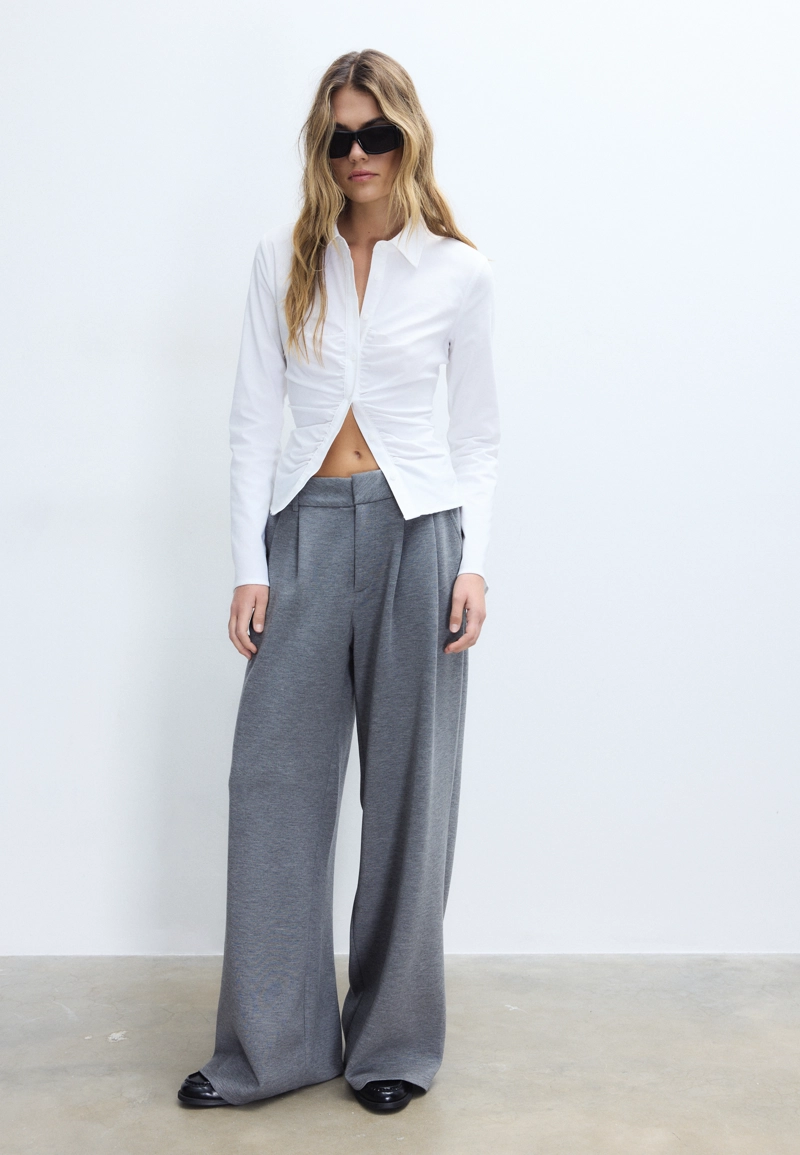 Рубашка из бенгалина со сборками