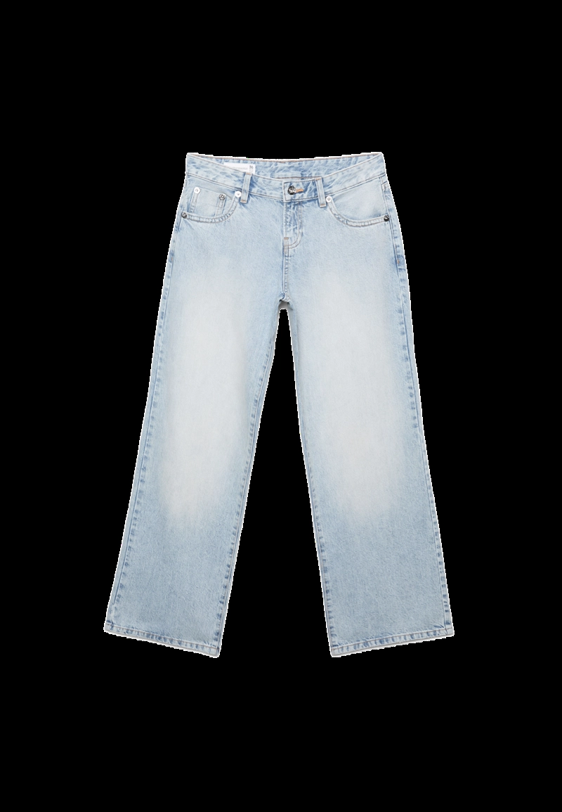 Джинсы с низкой посадкой, прямые, с карманами и заклепками