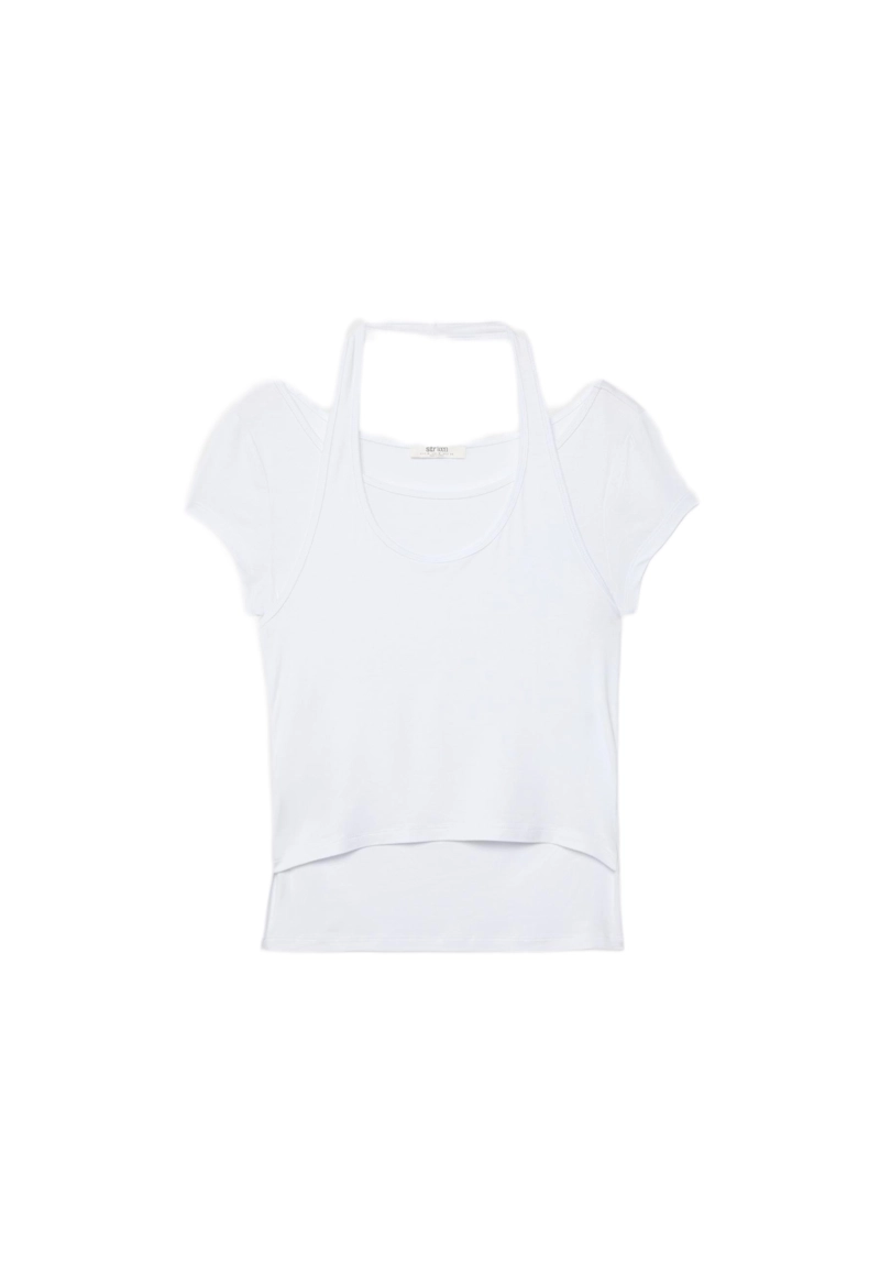 Футболка с короткими рукавами и двуслойным эффектом