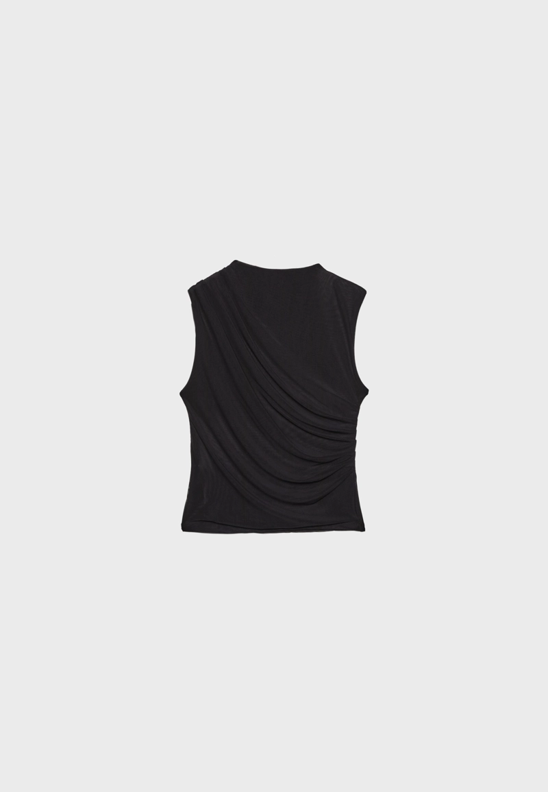 Футболка из присборенной полупрозрачной ткани