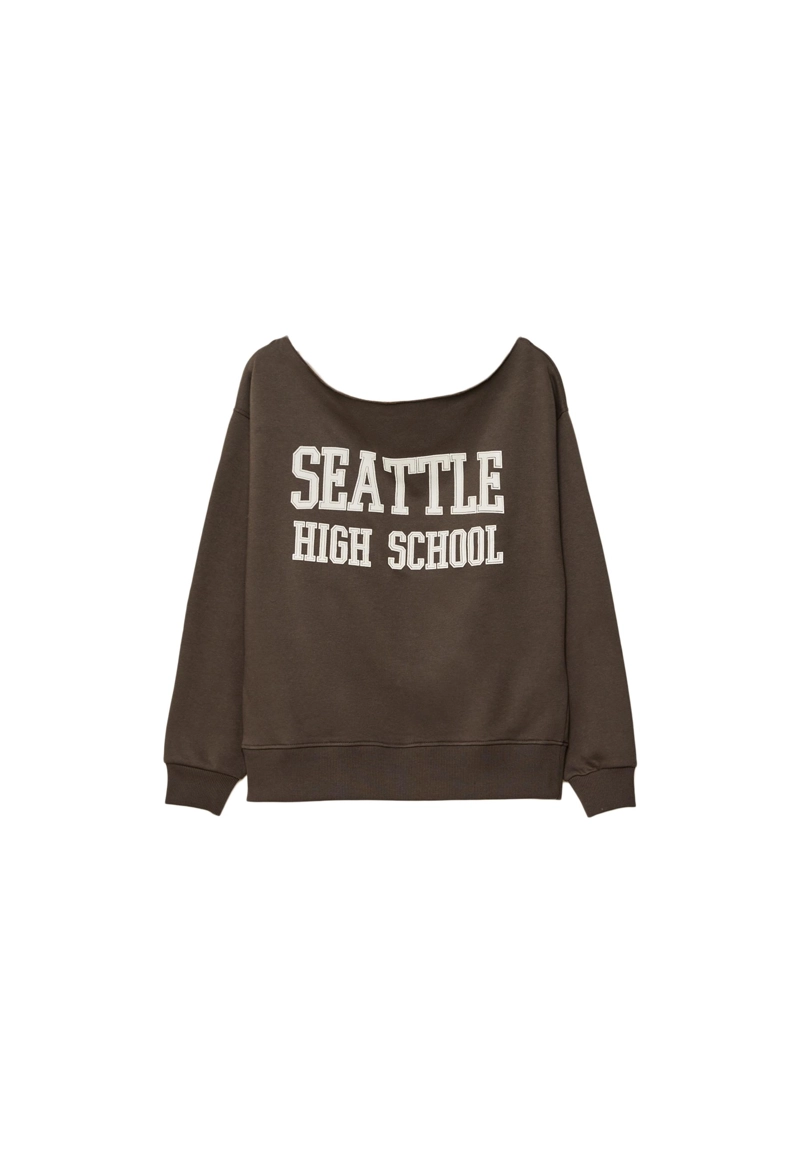 Толстовка с вырезом «лодочка» и принтом