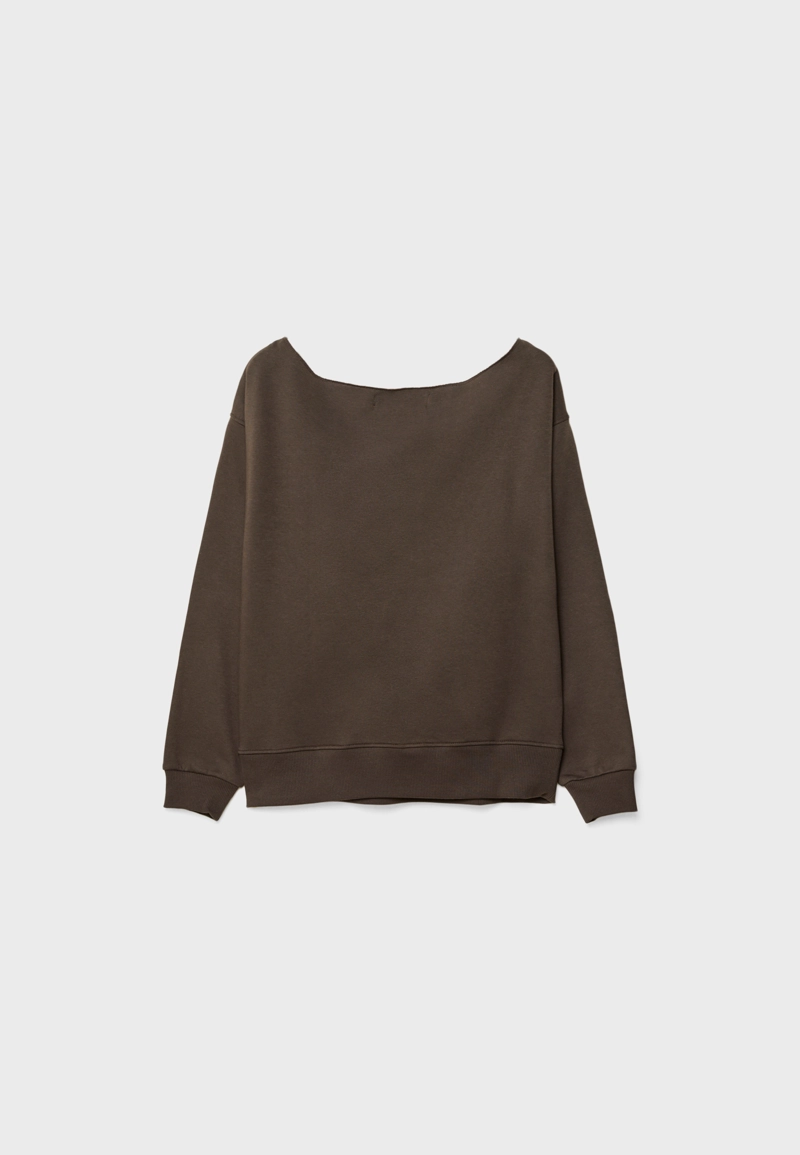 Толстовка с вырезом «лодочка» и принтом