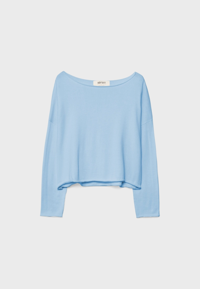 Укороченный джемпер с вырезом «лодочка»