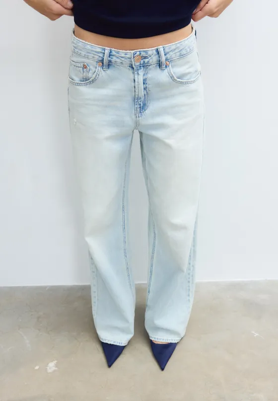 Джинсы D91 с низкой посадкой и широкими штанинами