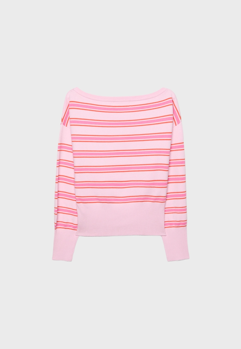 Трикотажный свитер асимметричного кроя в рубчик