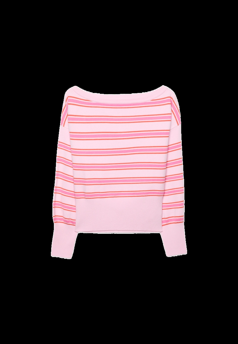 Трикотажный свитер асимметричного кроя в рубчик