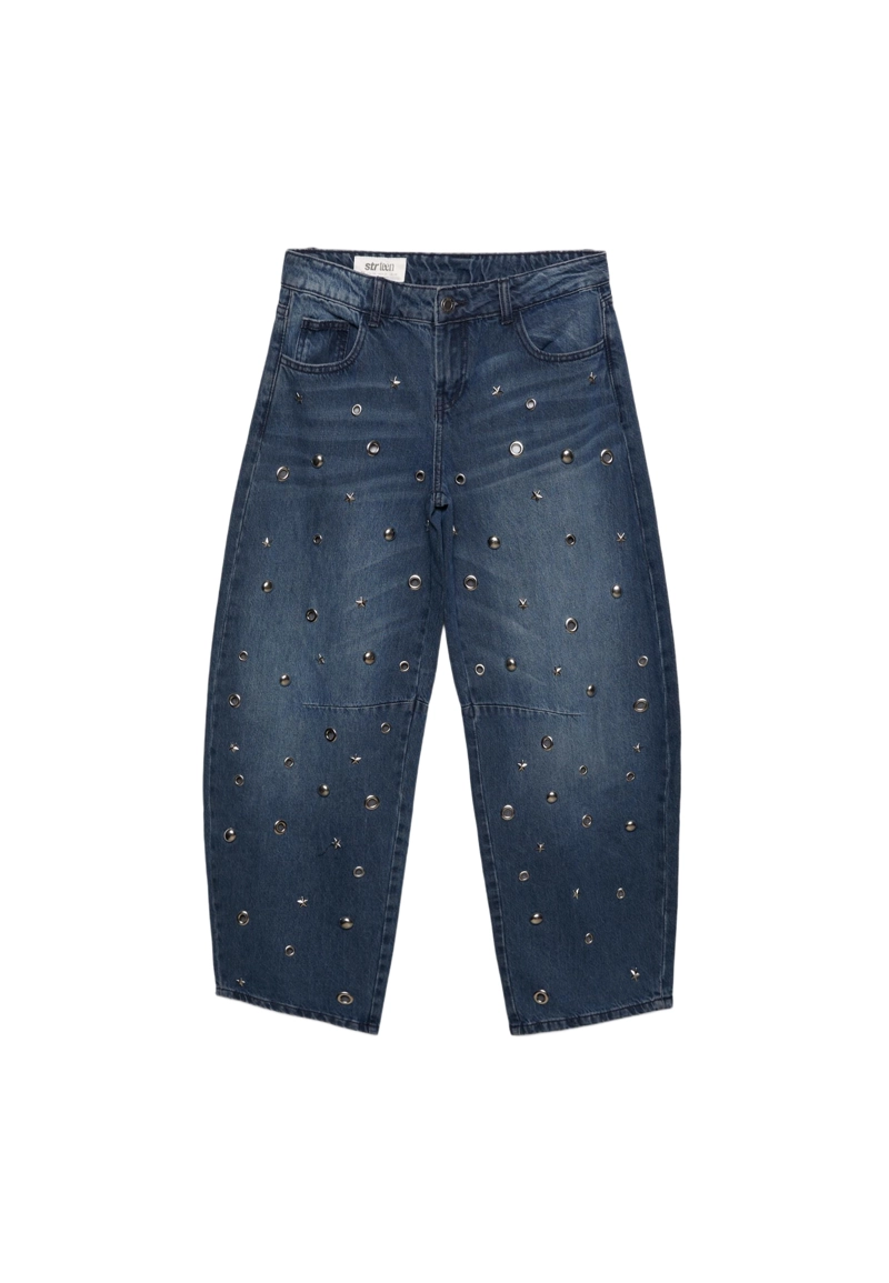 Джинсы barrel с люверсами