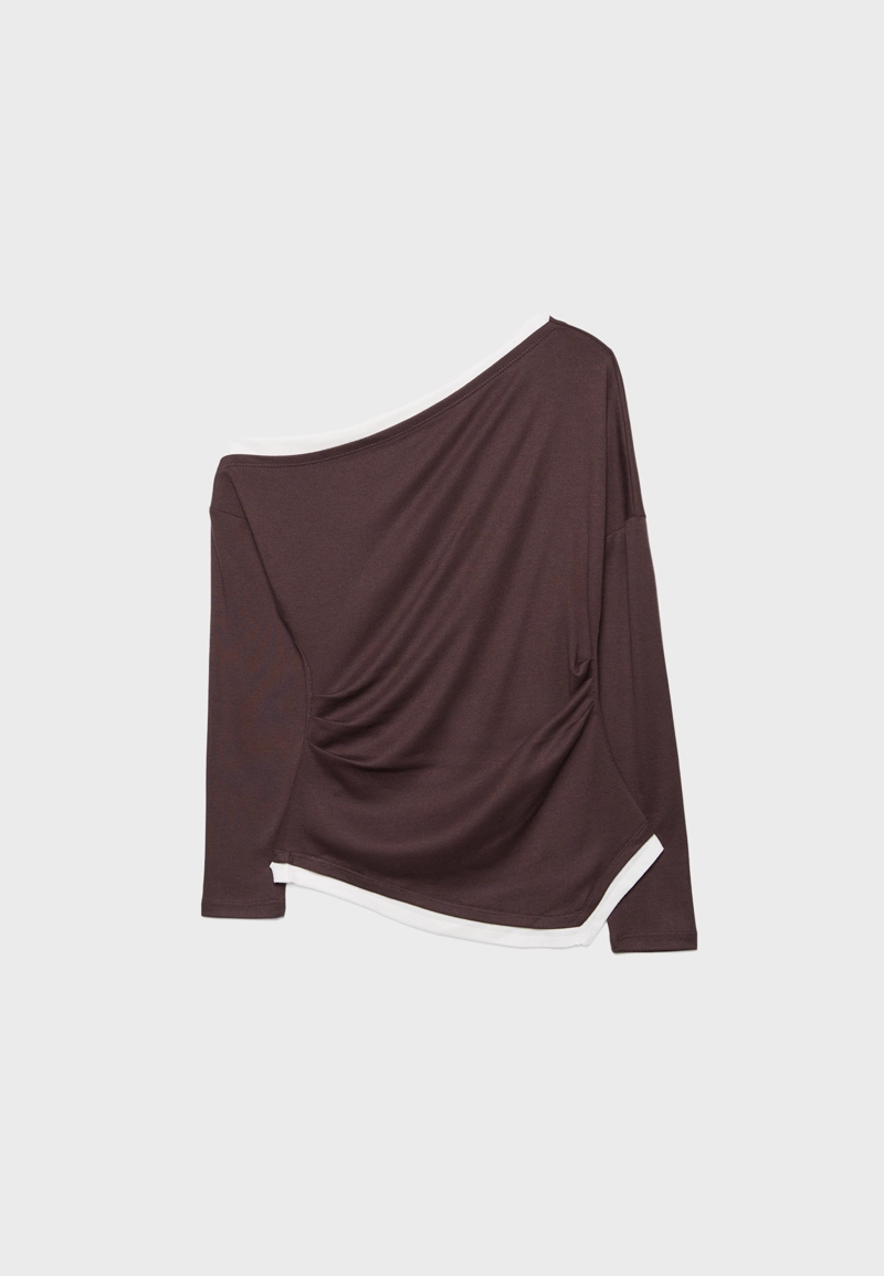 Асимметричная футболка-обманка с длинными рукавами