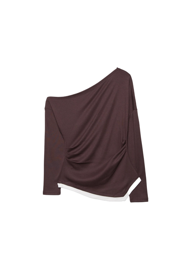 Асимметричная футболка-обманка с длинными рукавами