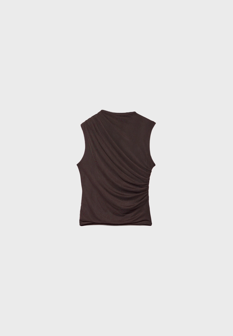 Футболка из присборенной полупрозрачной ткани