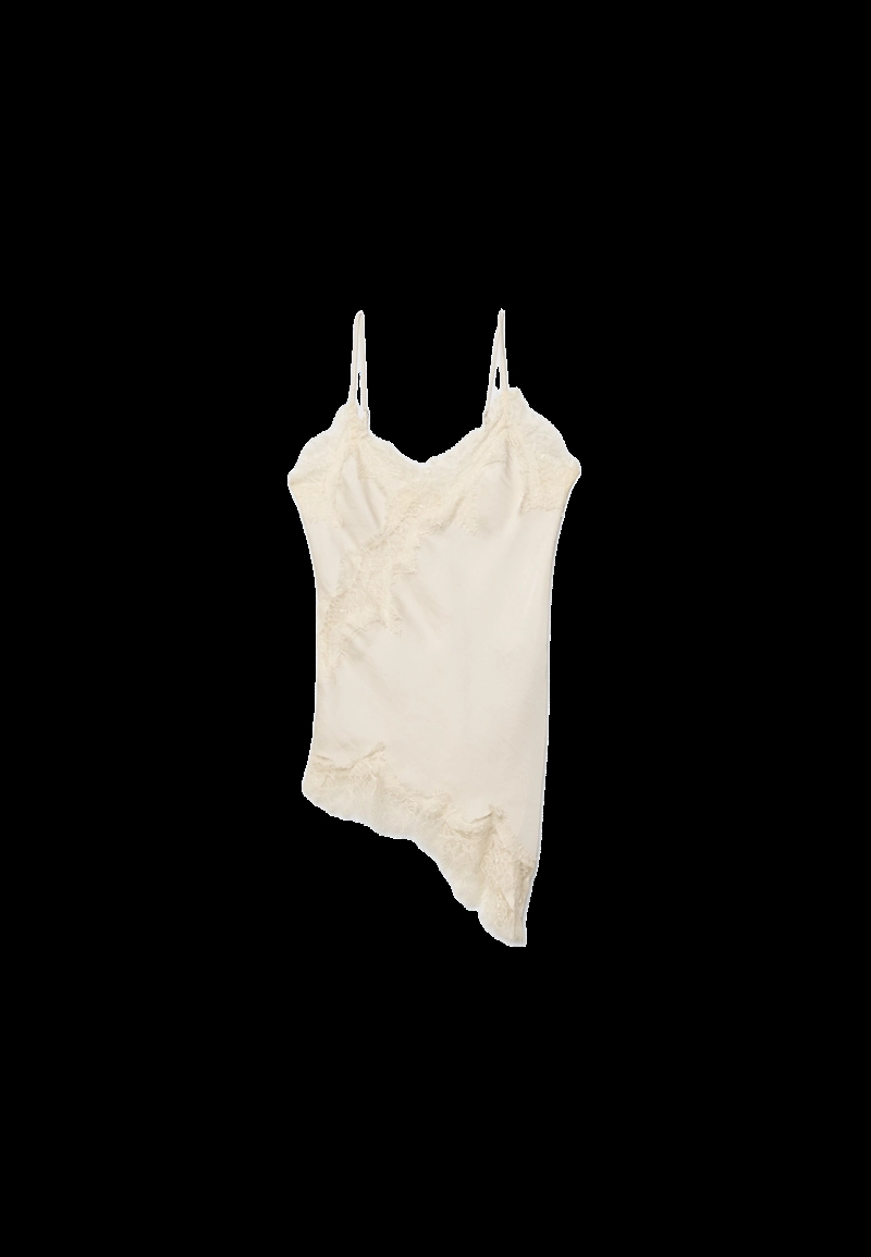 Асимметричный топ в бельевом стиле с кружевом