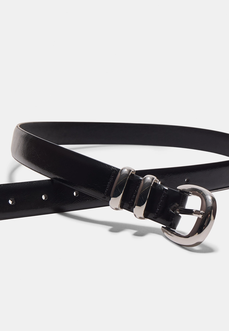 Базовый блестящий ремень из искусственной кожи