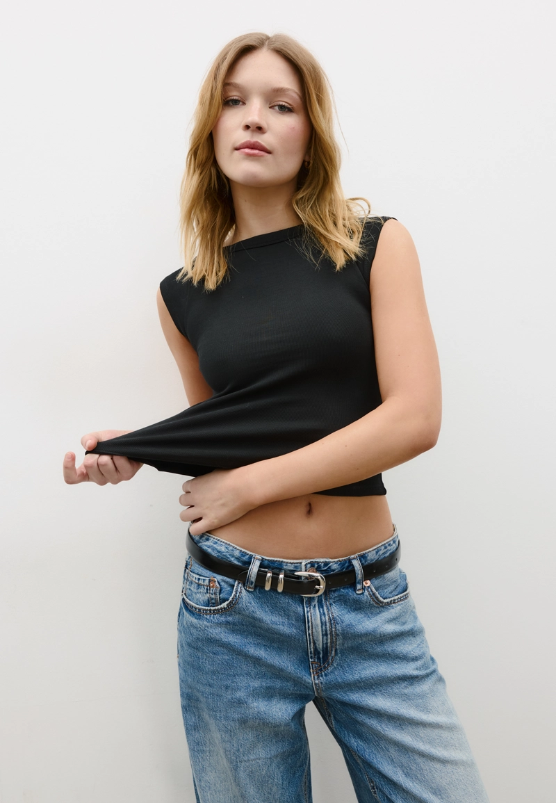 Базовый блестящий ремень из искусственной кожи