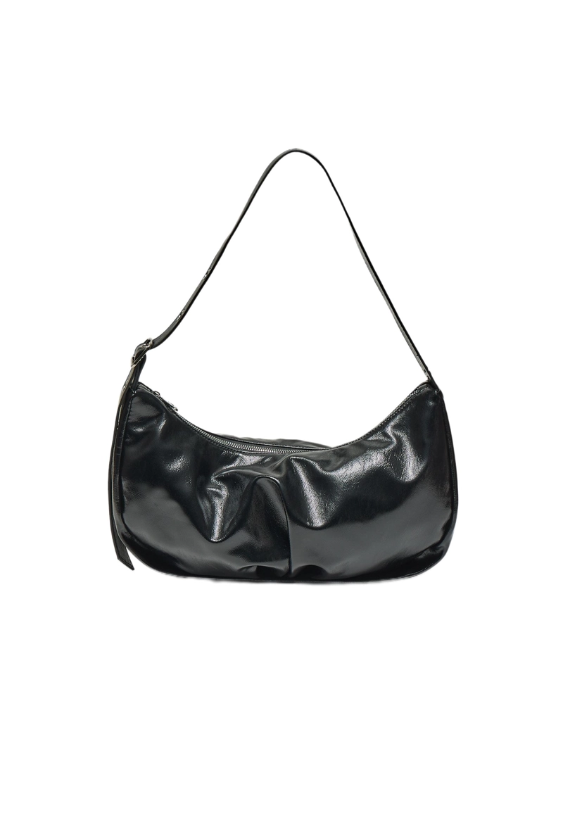 Блестящая сумка на плечо со складками