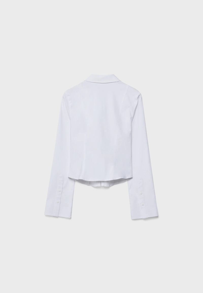 Приталенная рубашка из бенгалина на молнии