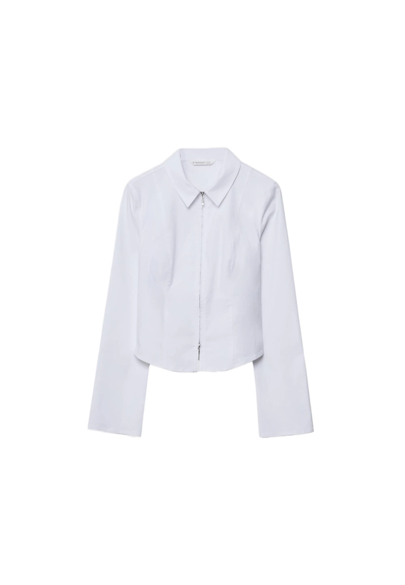 Приталенная рубашка из бенгалина на молнии