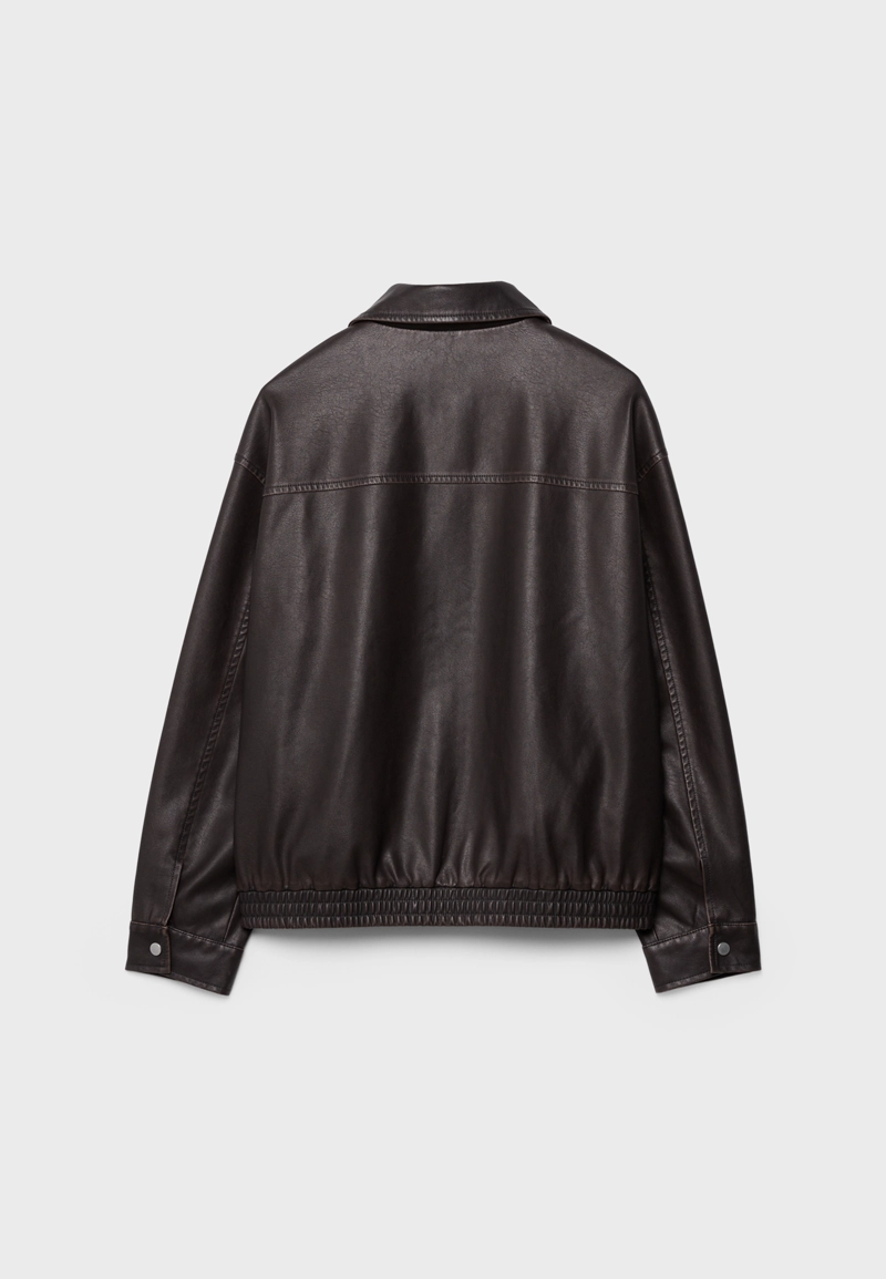 Куртка оверсайз из искусственной кожи с эффектом потертости