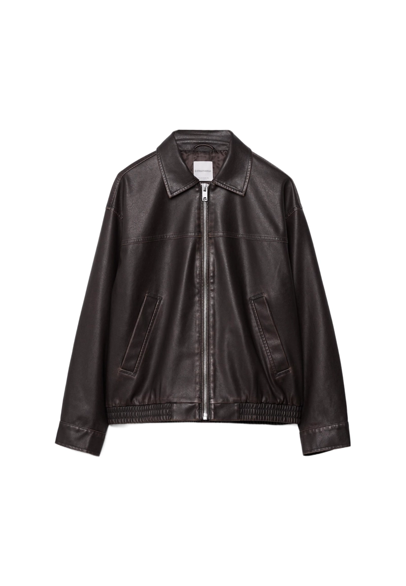 Куртка оверсайз из искусственной кожи с эффектом потертости