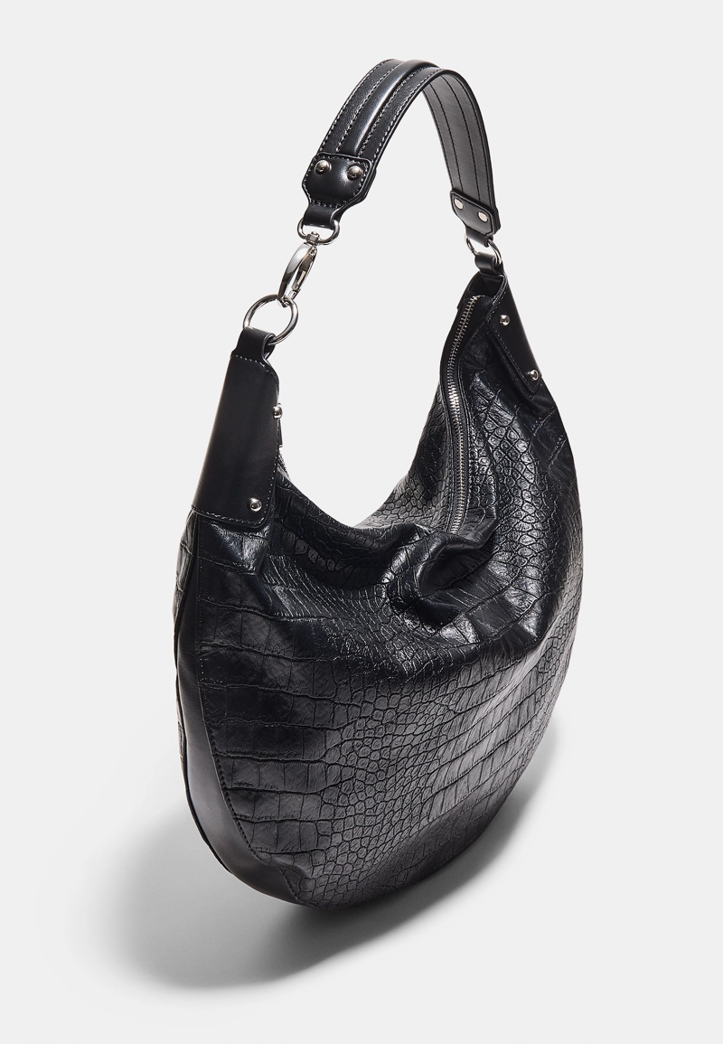 Сумка-хобо на плечо с тиснением под кожу крокодила