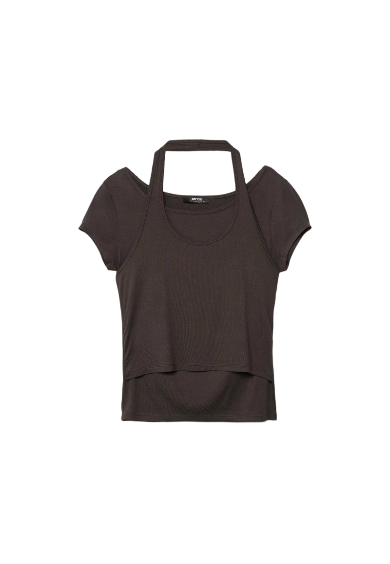 Футболка с короткими рукавами и двуслойным эффектом