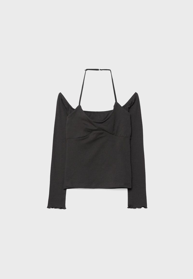 Лонгслив с длинными рукавами и горловиной халтер