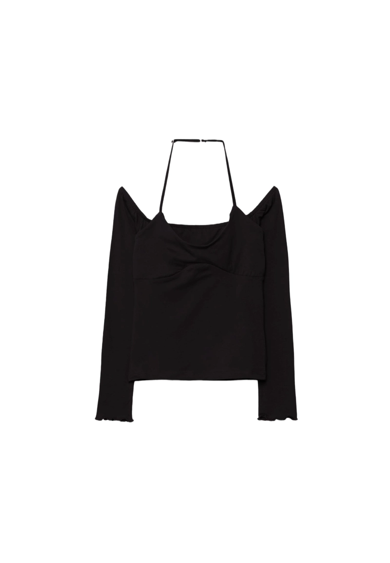 Лонгслив с длинными рукавами и горловиной халтер