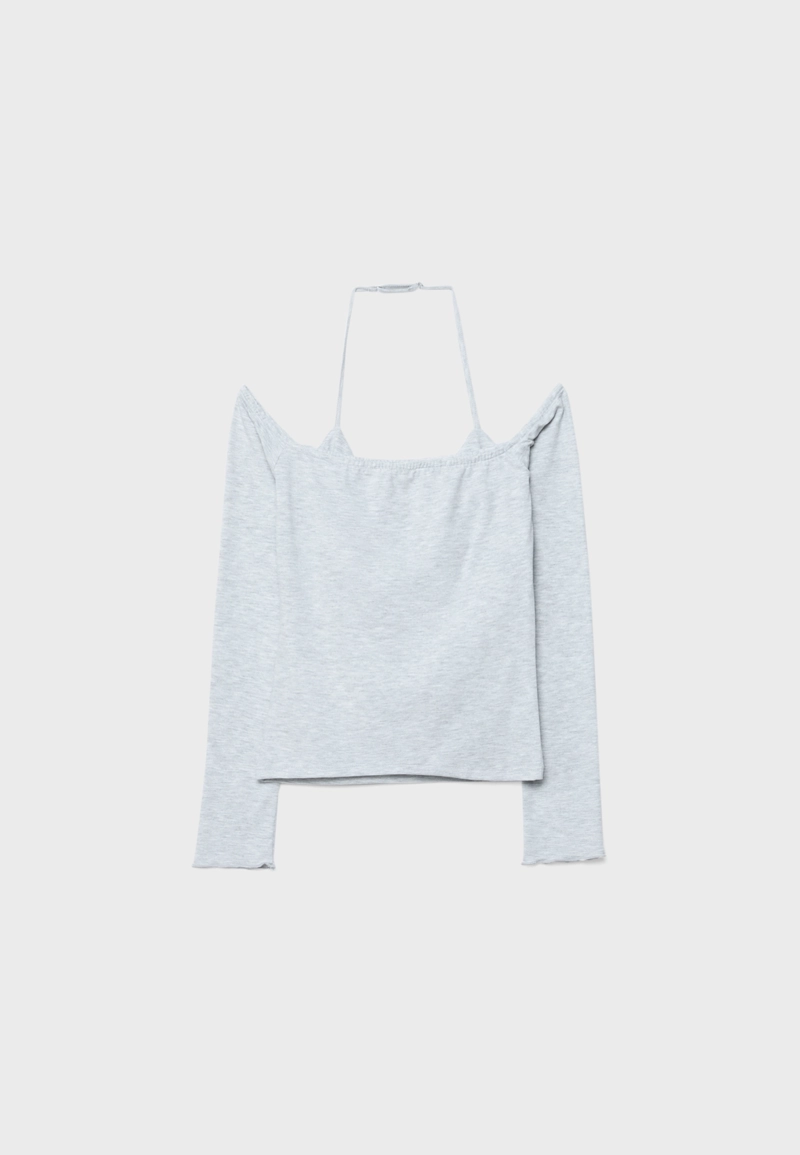 Лонгслив с длинными рукавами и горловиной халтер