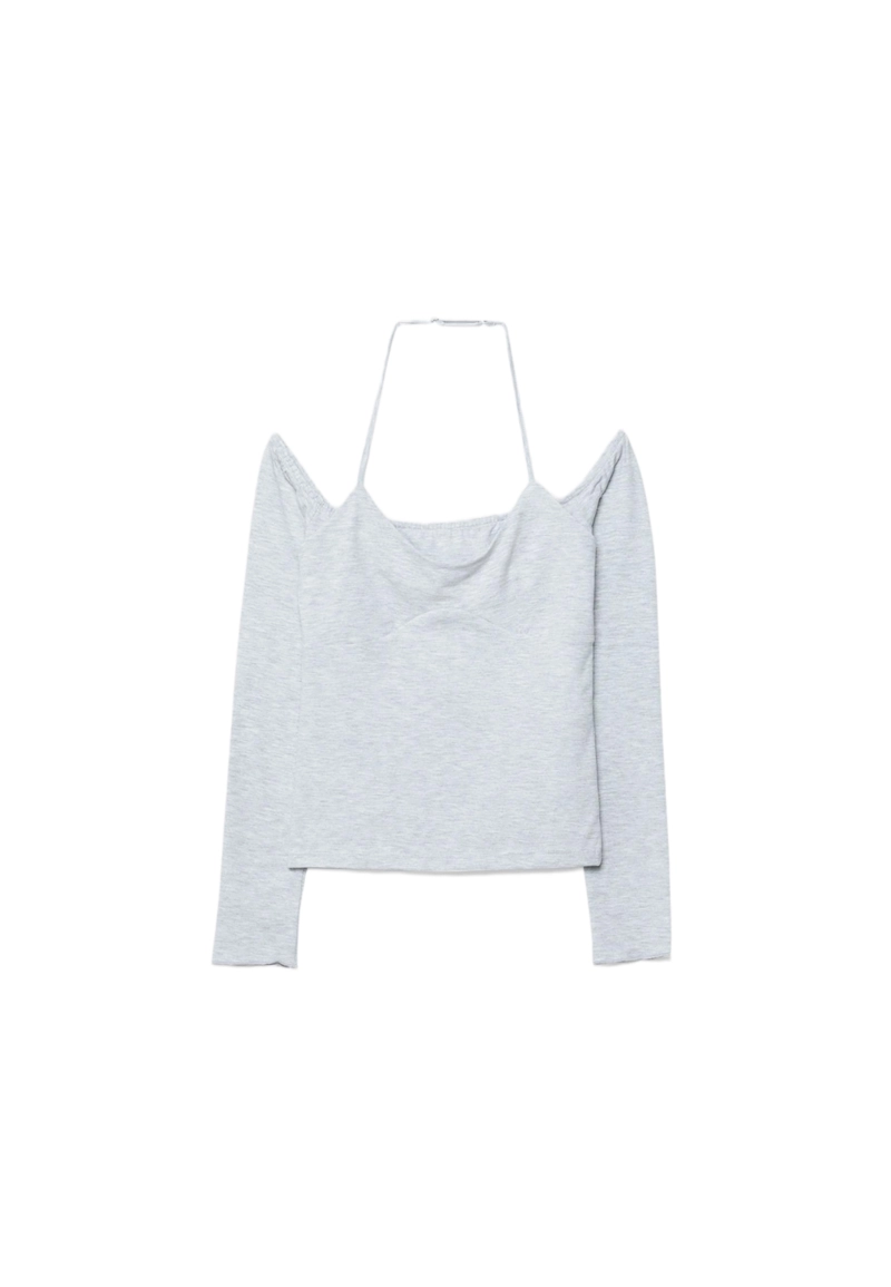 Лонгслив с длинными рукавами и горловиной халтер