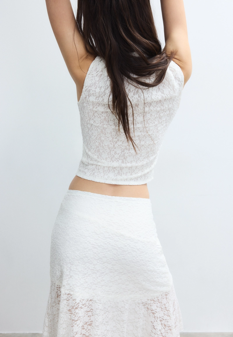 Футболка в стиле ципао с кружевом