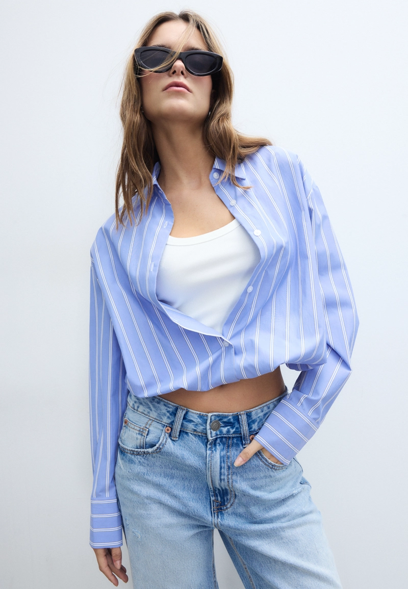 Рубашка-рубашка из двух материалов Globo