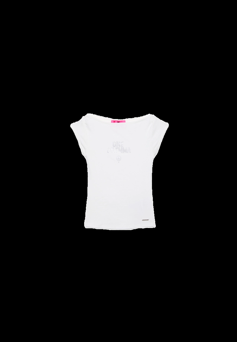 Футболка с короткими рукавами и лодочным вырезом с кристаллами one dilemma