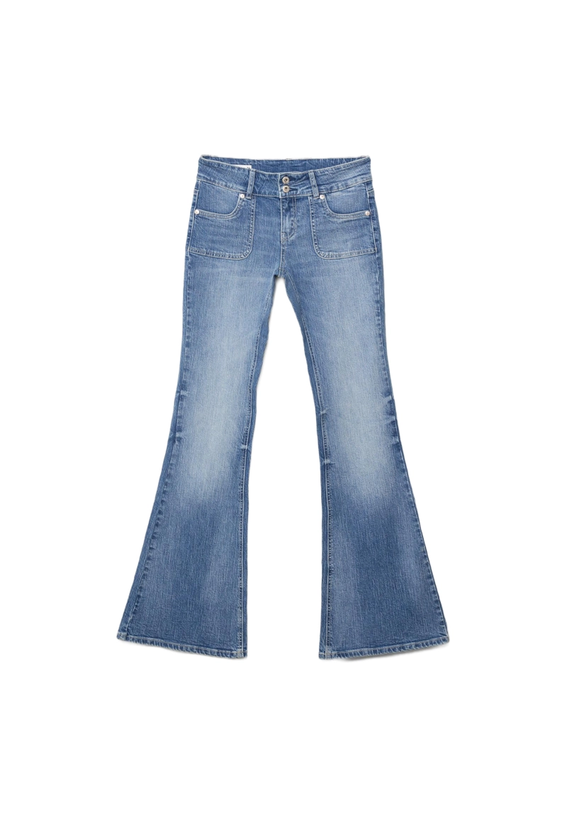 Джинсы с низкой посадкой и простроченными карманами