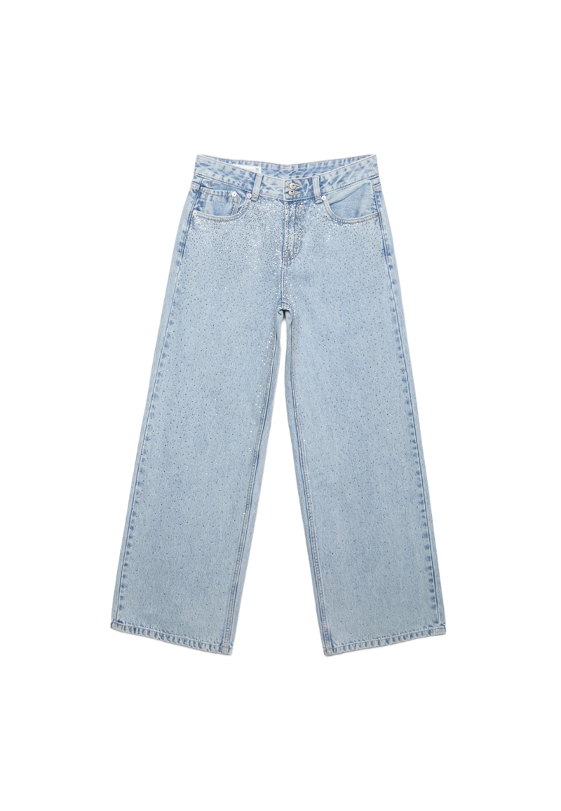 Джинсы свободного кроя с низкой посадкой и блестящей отделкой