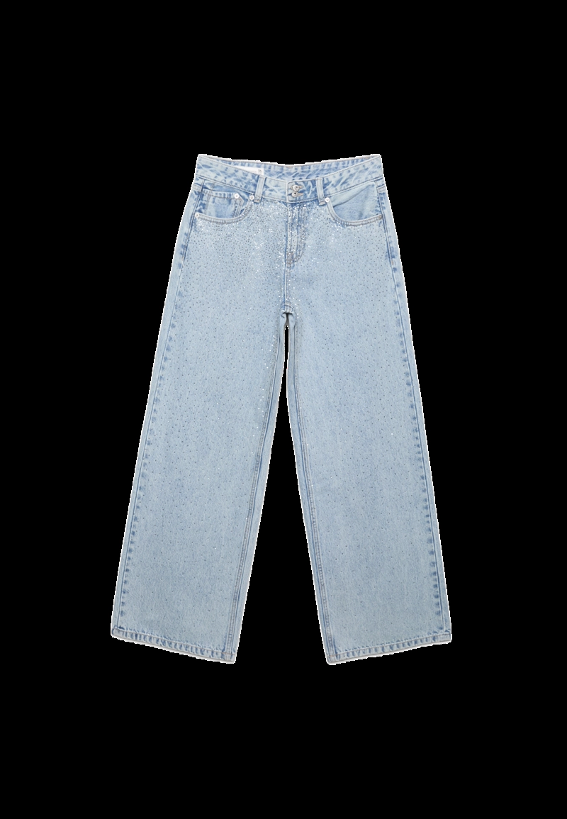 Джинсы свободного кроя с низкой посадкой и блестящей отделкой