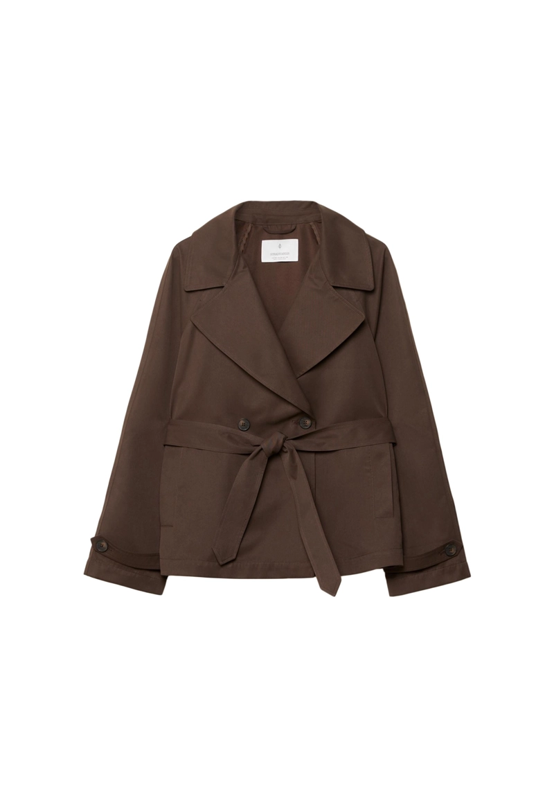 Короткий струящийся тренч с поясом