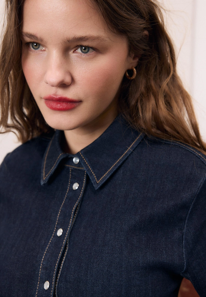 Джинсовая рубашка-корсет