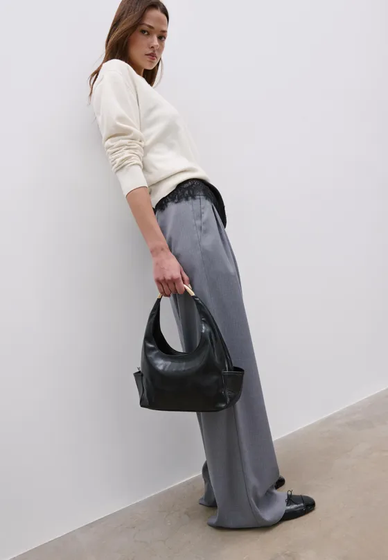 Повседневные брюки в полоску с перекрестной талией