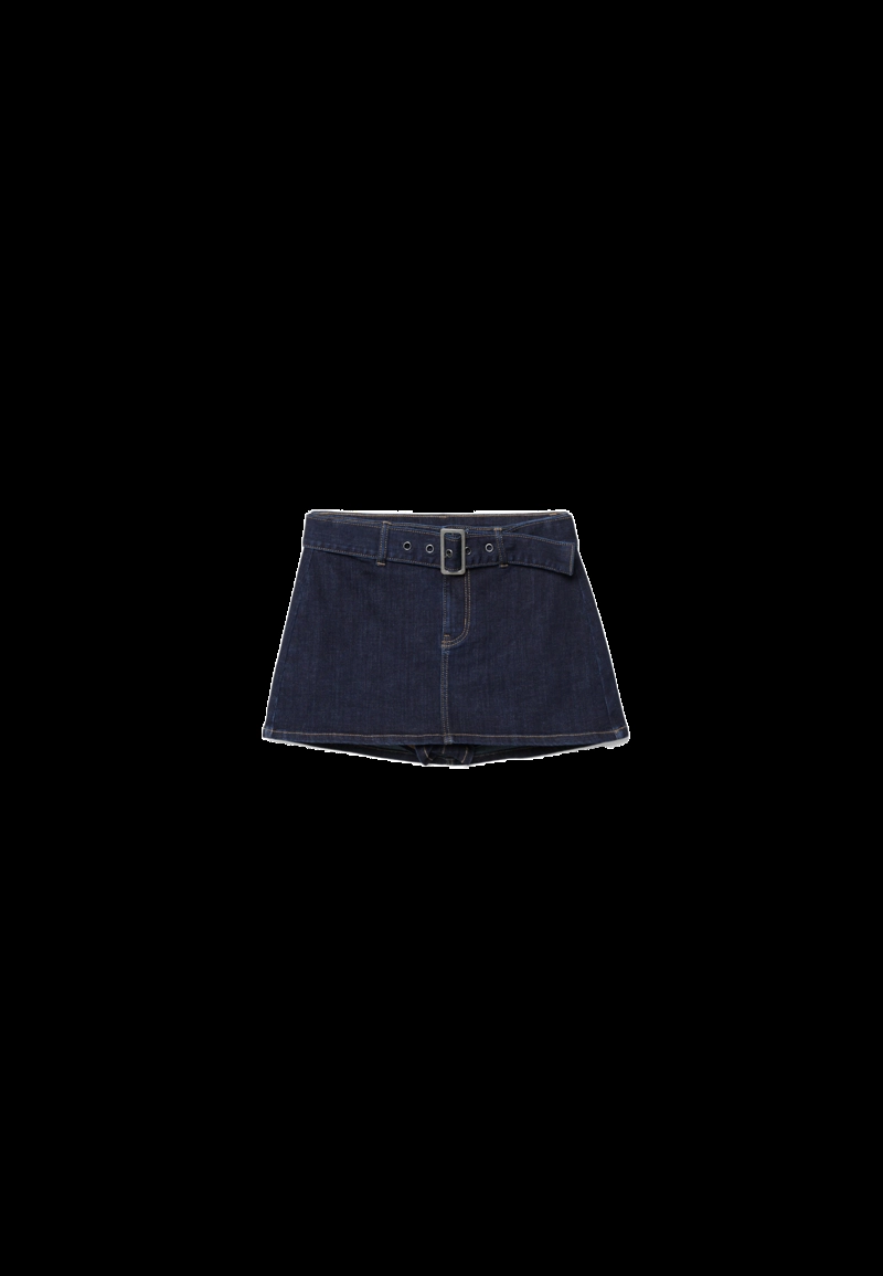 Джинсовая юбка-шорты с поясом