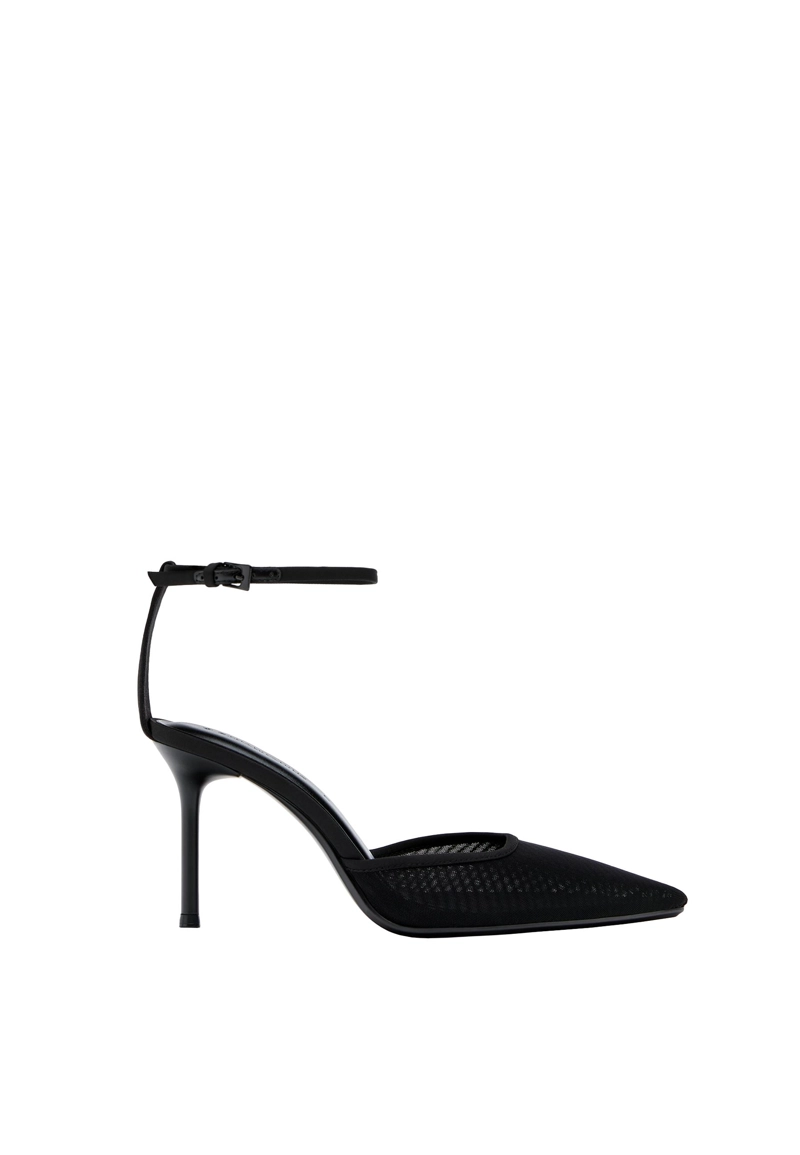 Туфли на каблуке из плотной сетки