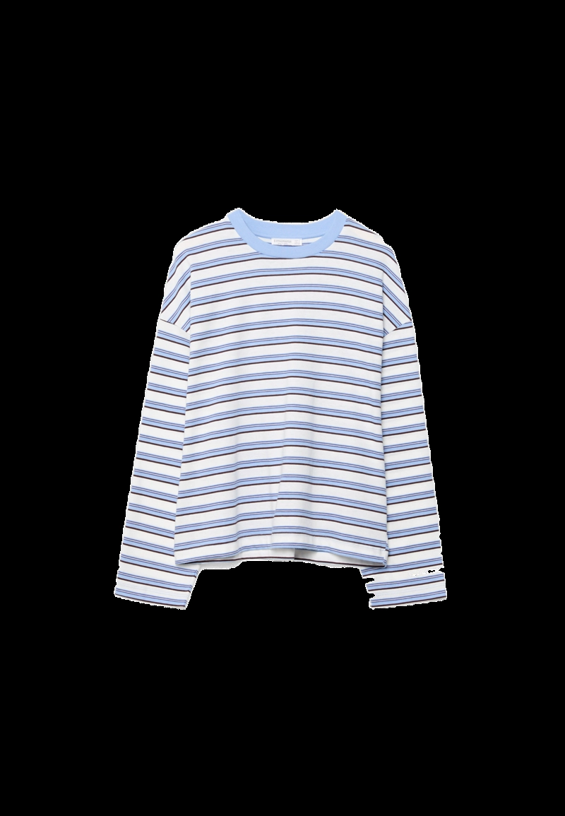 Полосатая футболка оверсайз с длинными рукавами
