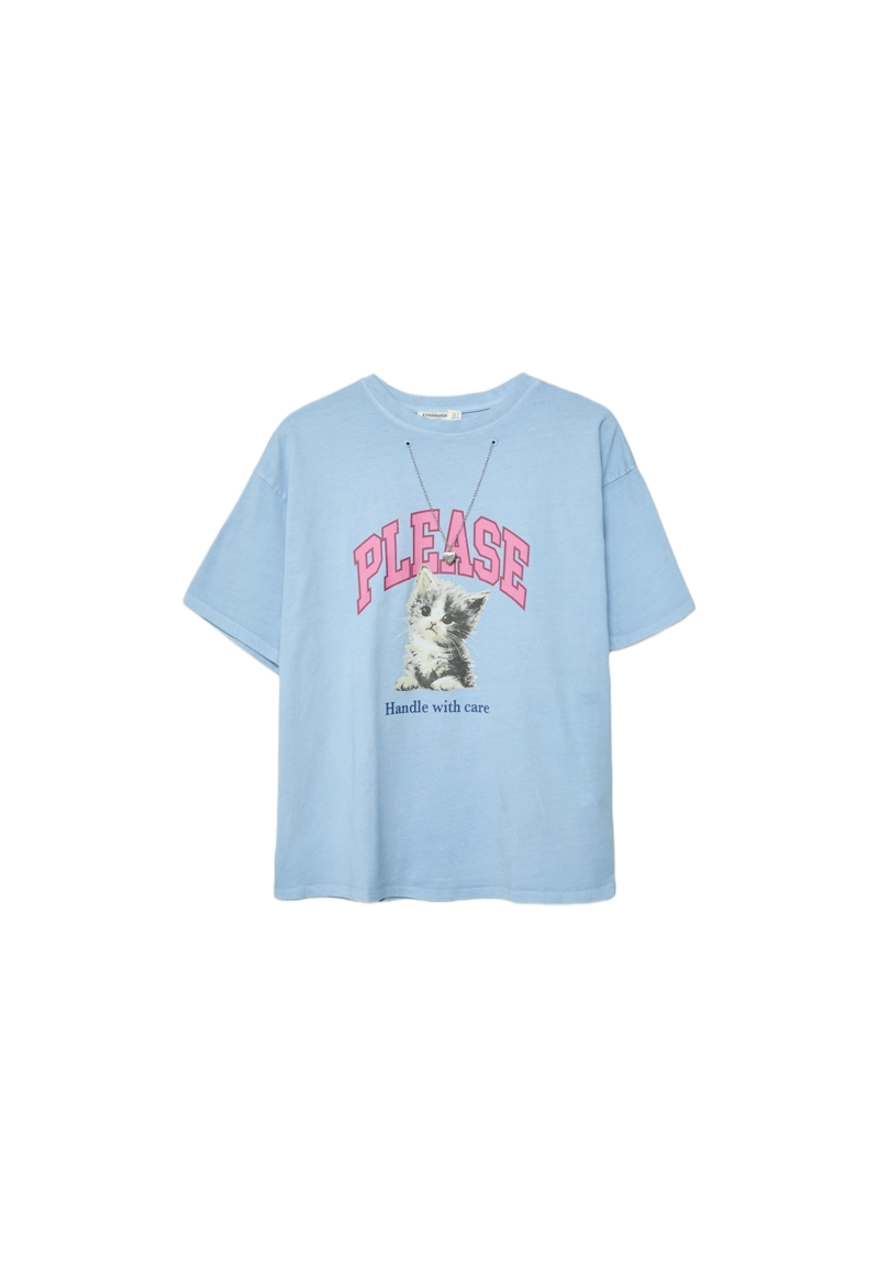 Футболка с графическим принтом и аппликацией, короткие рукава