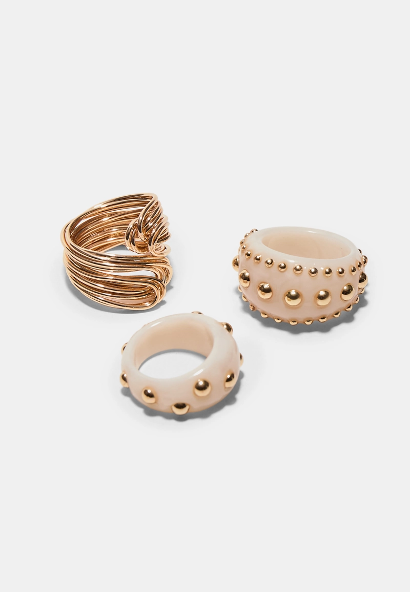 Набор из 3 колец с заклепками