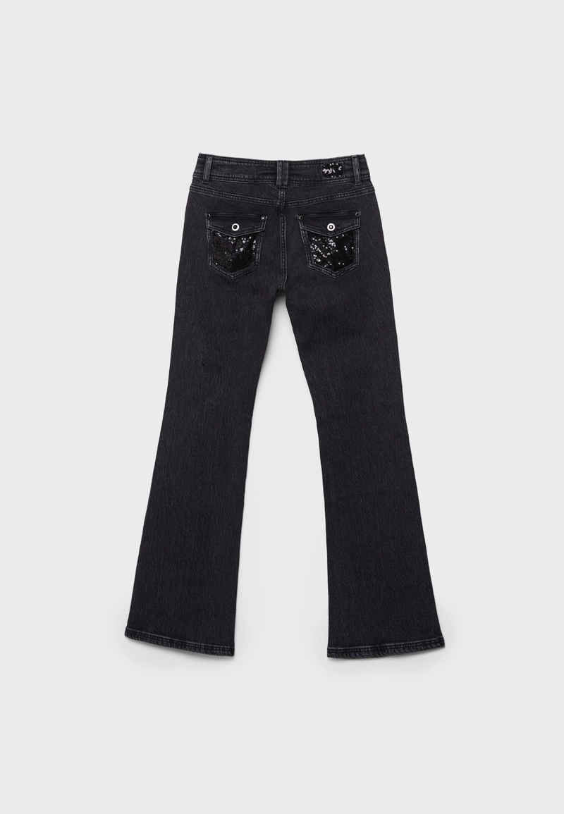 Джинсы с низкой посадкой с пайетками