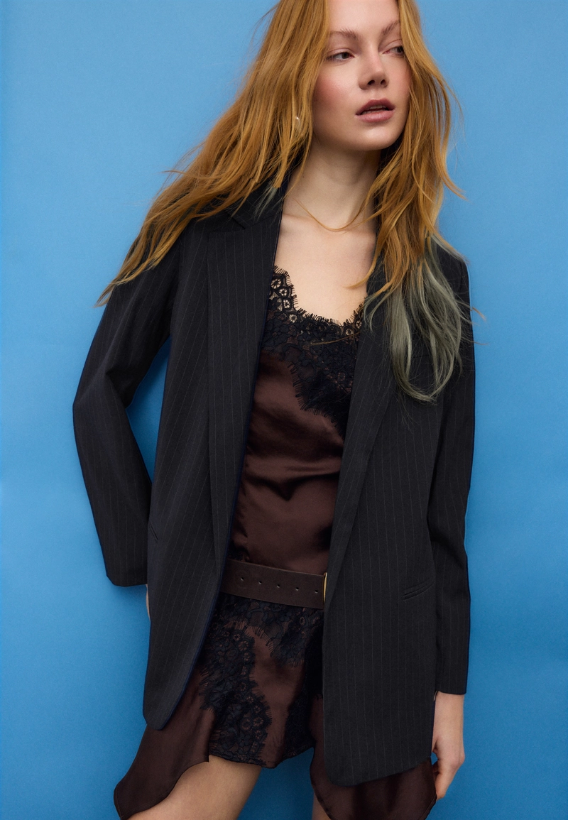 Пиджак свободного кроя в полоску