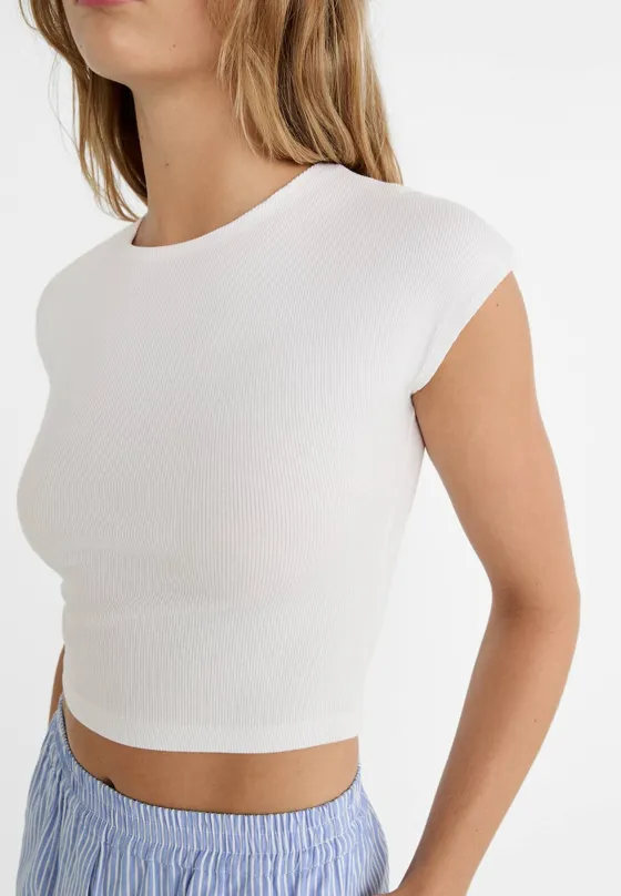 Укороченная базовая футболка в полоску