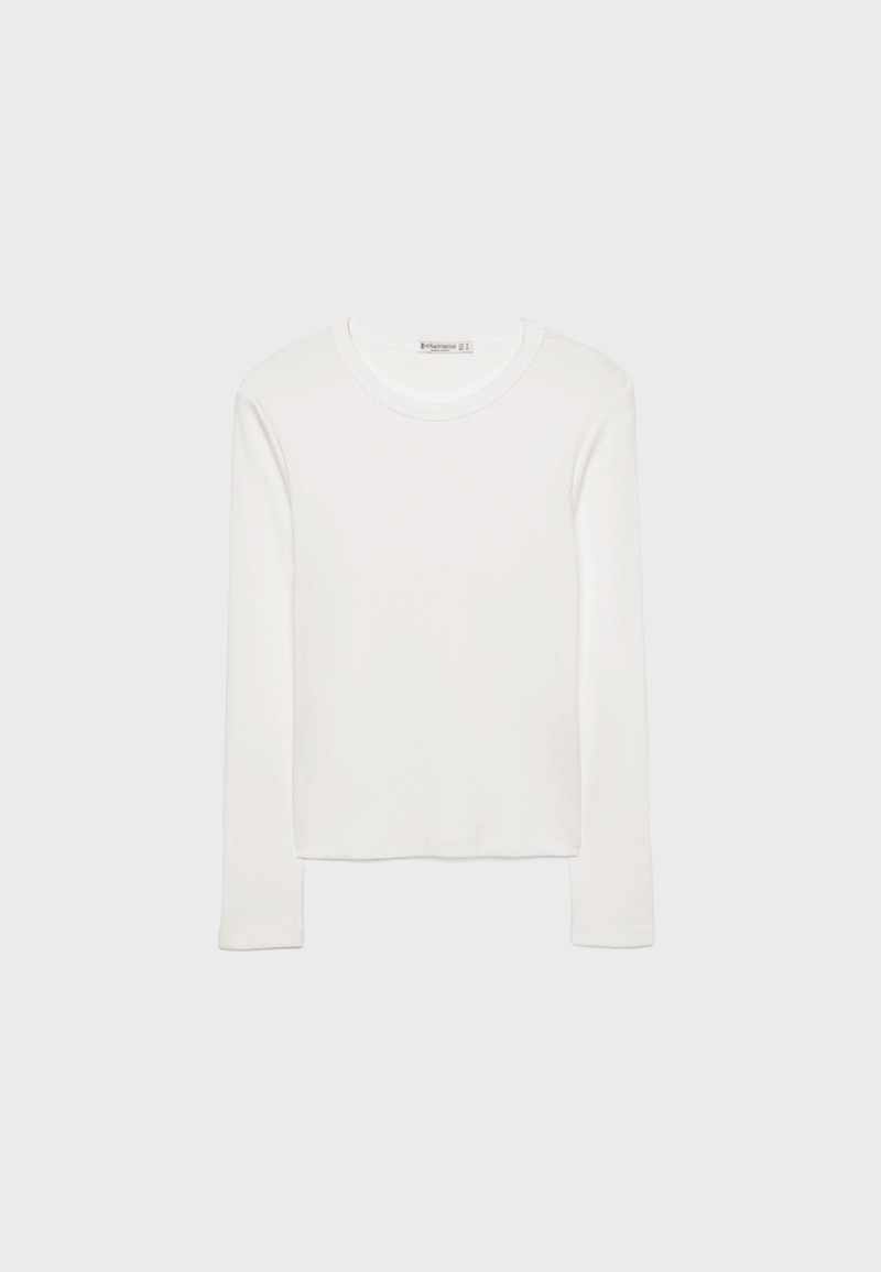 Футболка в рубчик с длинными рукавами