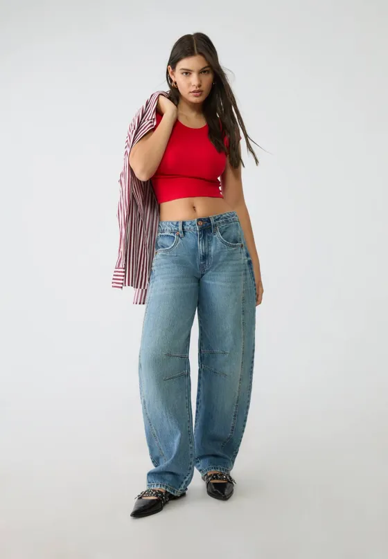 Укороченная базовая футболка в полоску